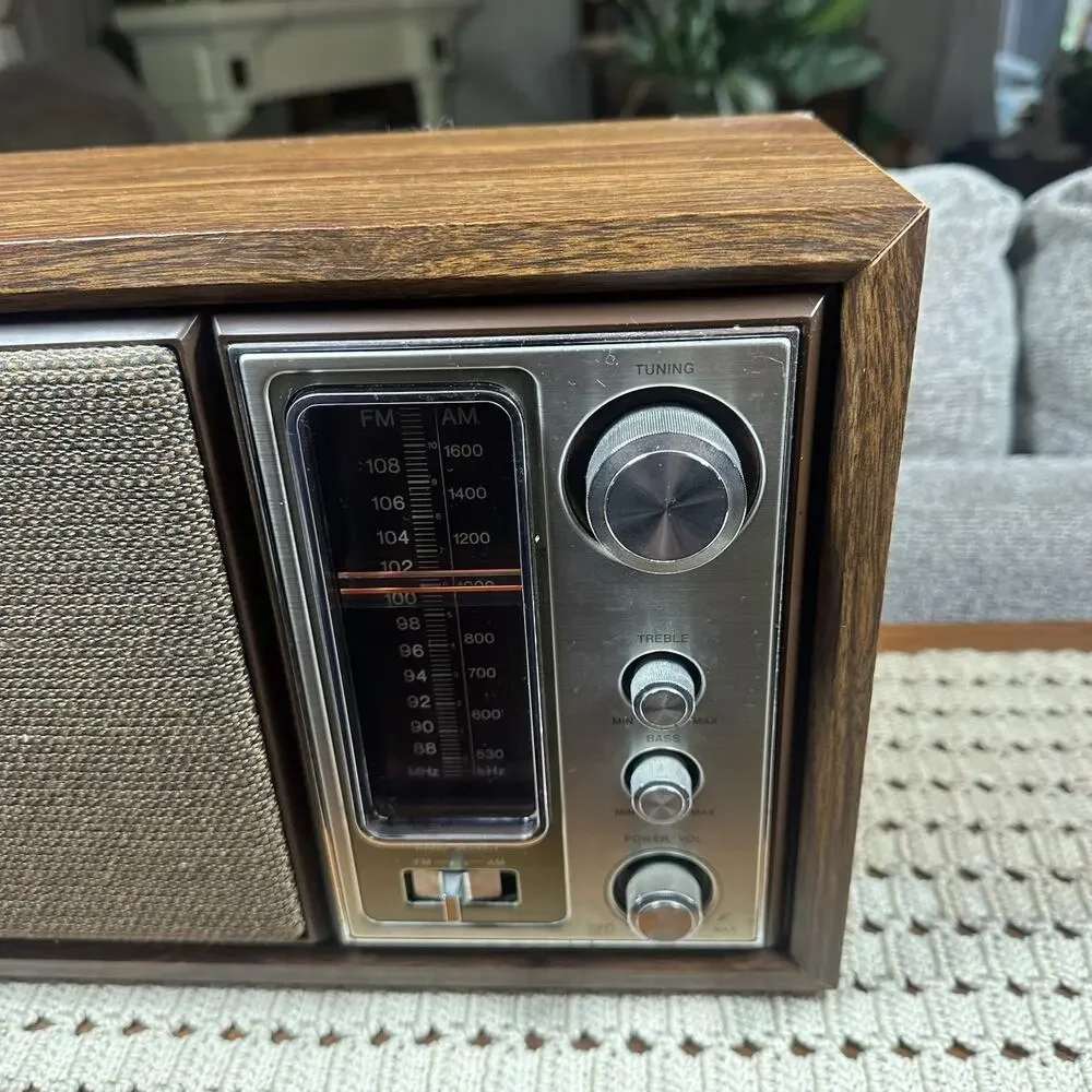 Vtg 60s Sony ICF-9650W Fidelity Sound AM/FM Tabletop Stereo Radio Wooden Case